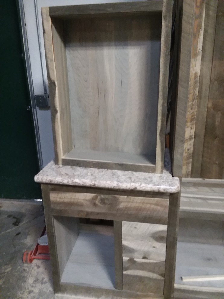 Bathroom - rustic master bathroom idea with shaker cabinets and laminate countertops