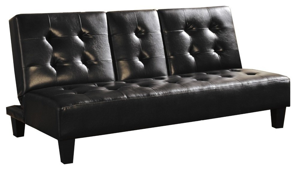 Faux Leather Upholstered Futon Sofa Bed In Black