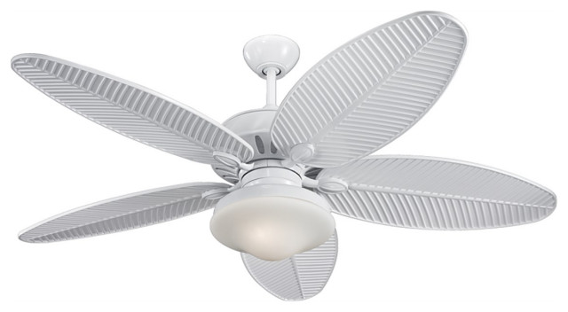 Monte Carlo Cruise 52 Outdoor Ceiling Fan 5cu52wh White Tropical Fans By Lighting And Locks Houzz - 52 Monte Carlo Traverse White Led Hugger Ceiling Fans
