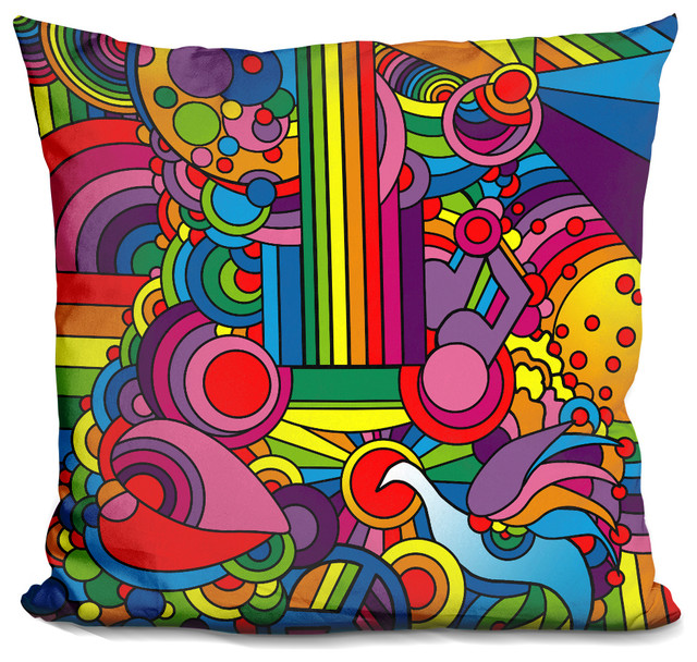 Pop Art Guitar Motif 916 Decorative Accent Throw Pillow