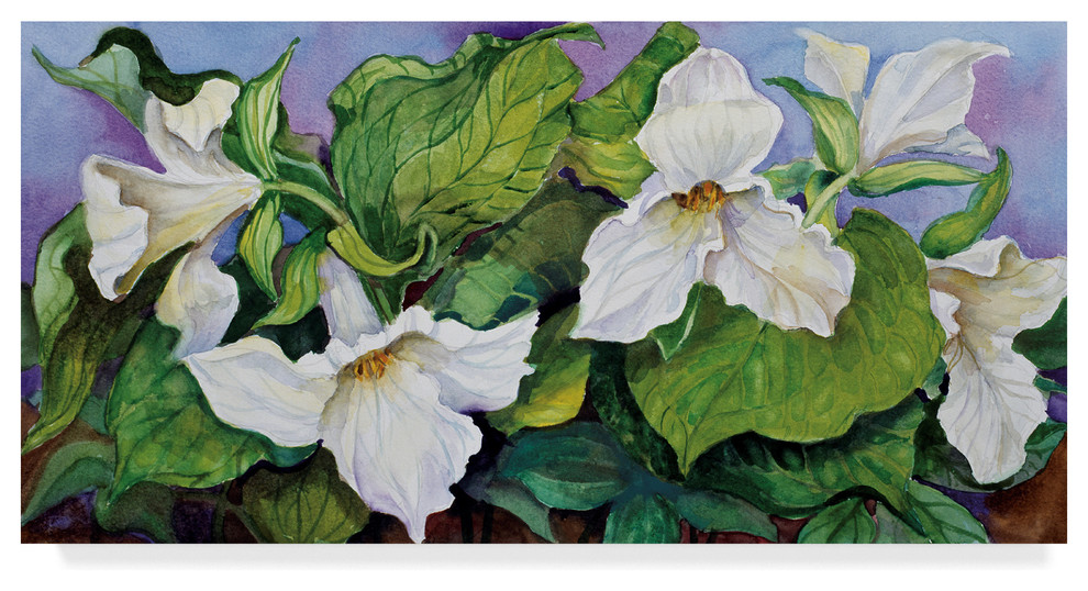 Joanne Porter 'Woodland Trillium' Canvas Art, 19"x10" Contemporary