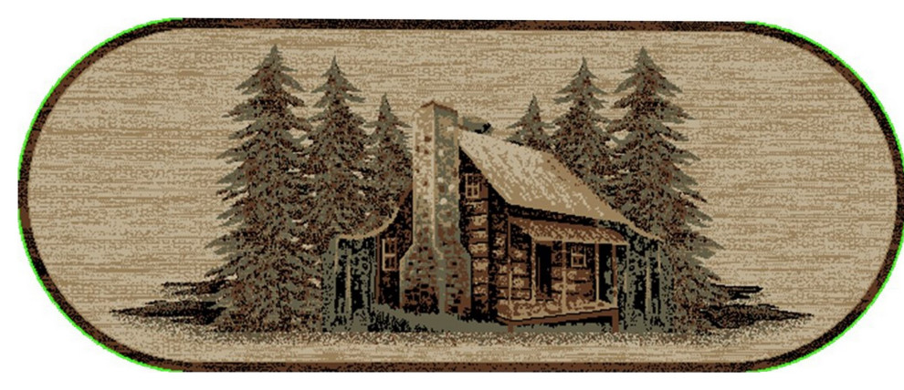 American Destination Piney Flats Antique Lodge Accent Rug 2'2"x5'3" Oval