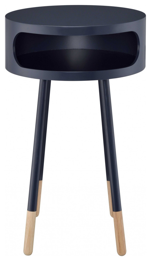 Bentwood Black Retro Round Wooden End Table Midcentury Side Tables