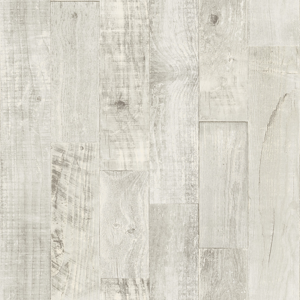 Chebacco Grey Wood Planks Wallpaper, Swatch - Farmhouse - Wallpaper