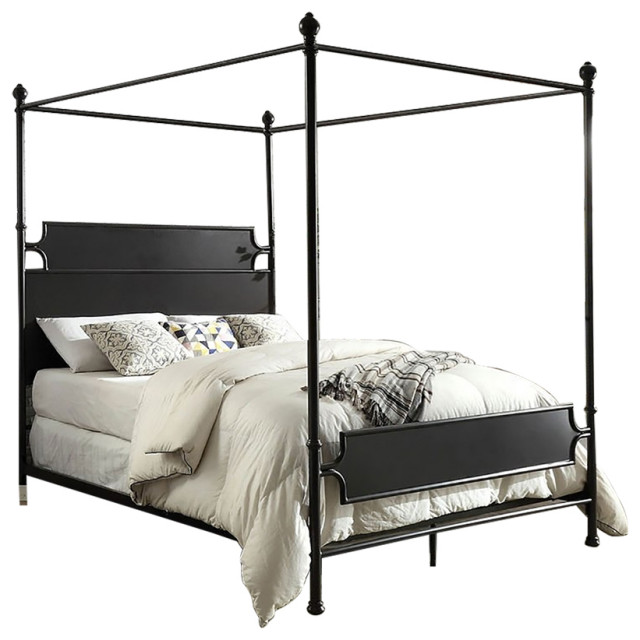 Metal Canopy Bed, Black Traditional Canopy Beds by Simple Relax Houzz