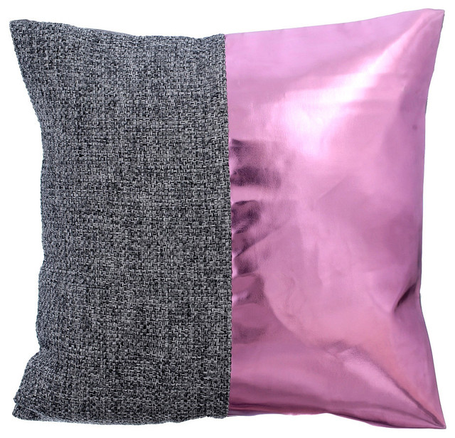 Pink Throw Pillow Covers 16"x16" Faux Leather, Glow In The Dark