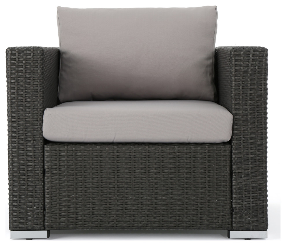 Avianna Outdoor Wicker Club Chair with Cushions Tropical Outdoor