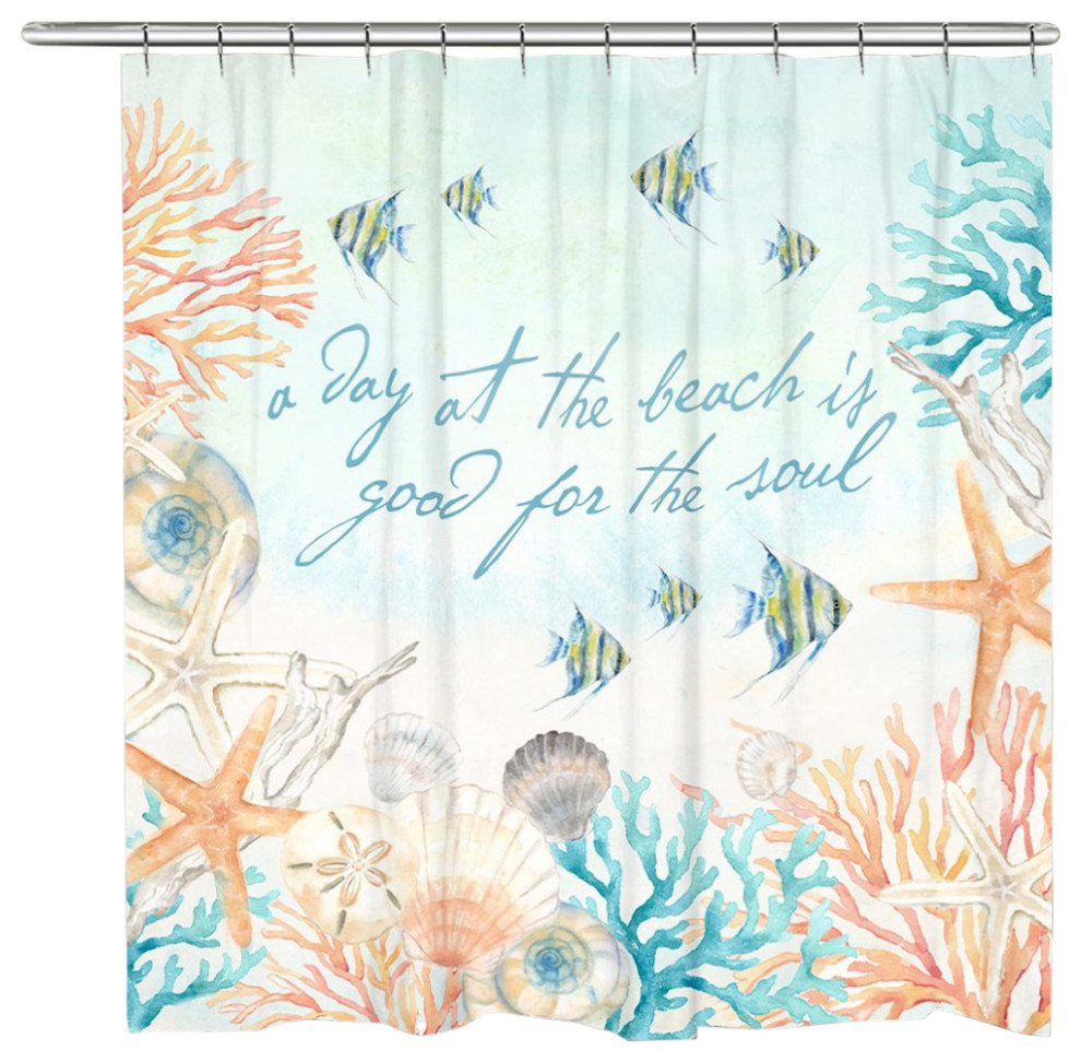 A Day At The Beach Shower Curtain Beach Style Shower Curtains by