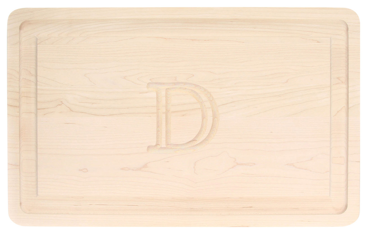 BigWood Boards Rectangle Monogram Maple Carving Board, D
