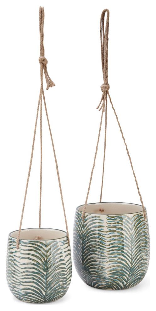 Imax Set Of 2 Kaveri Hanging Ceramic Planters Z26406-2