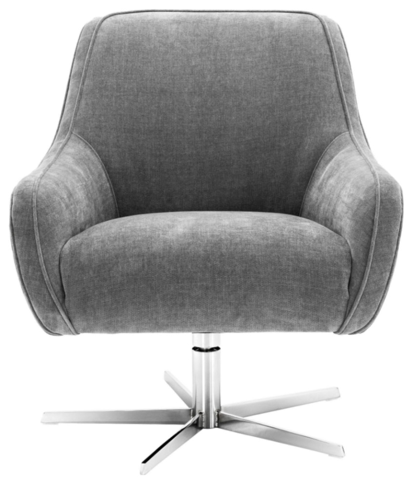Gray Upholstered Swivel Chair, Eichholtz Serena Midcentury