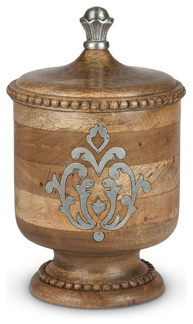 Wood And Metal Inlay Small Heritage Collection Canister Mediterranean Kitchen Canisters And Jars By Gerson Company Houzz