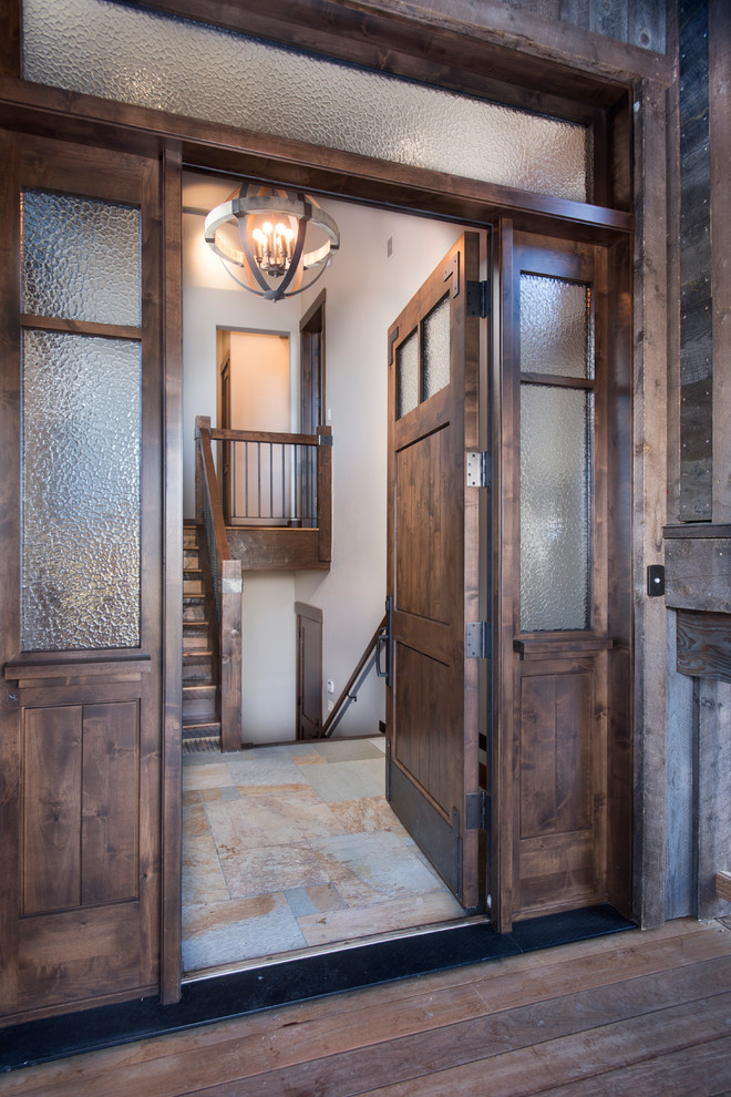 Entryway - rustic entryway idea in Denver