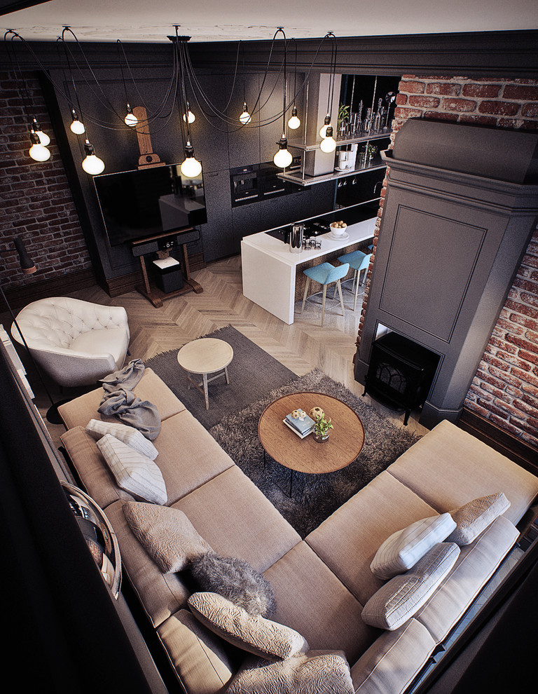 Квартира в темном лофте