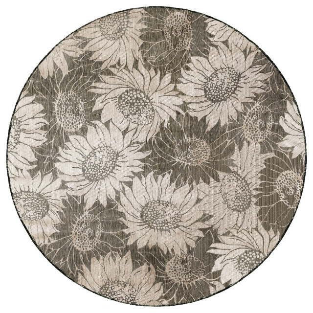 Liora Manne Carmel Sunflower Field Indoor Outdoor Area Rug Black ...