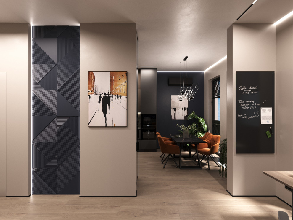 Дизайн интерьера квартиры 77 м2 с 2-мя санузлами и гардеробной