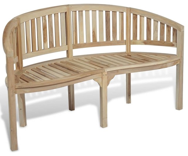 vidaXL Teak Banana Bench With 3 Seats, 151 cm
