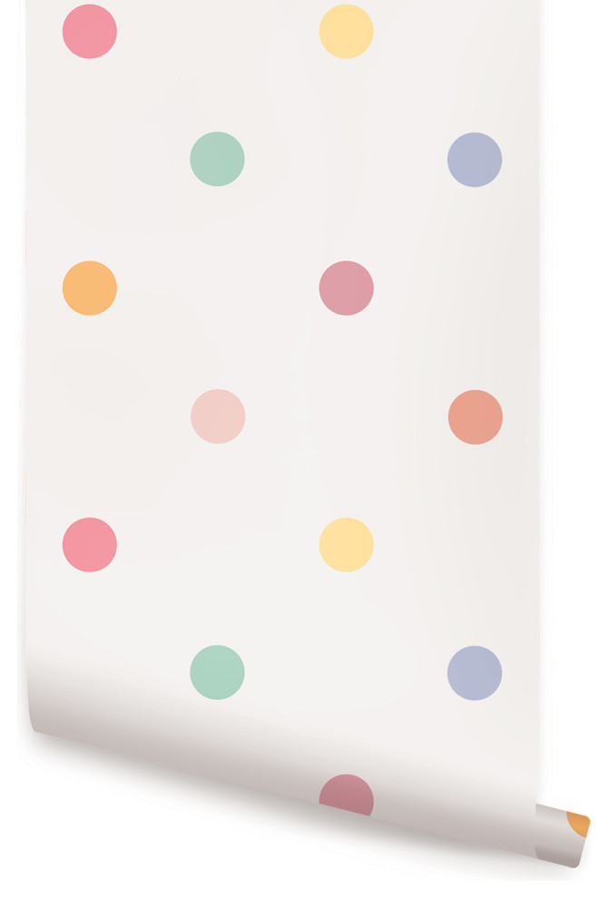 Polka Dot Peel and Stick Vinyl Wallpaper, 24"w X 60"h Contemporary