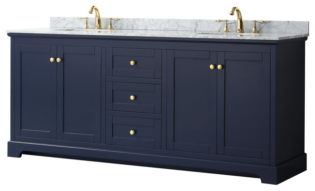 Avery 80" Double Vanity, Carrara Marble Top, Oval Sinks ...