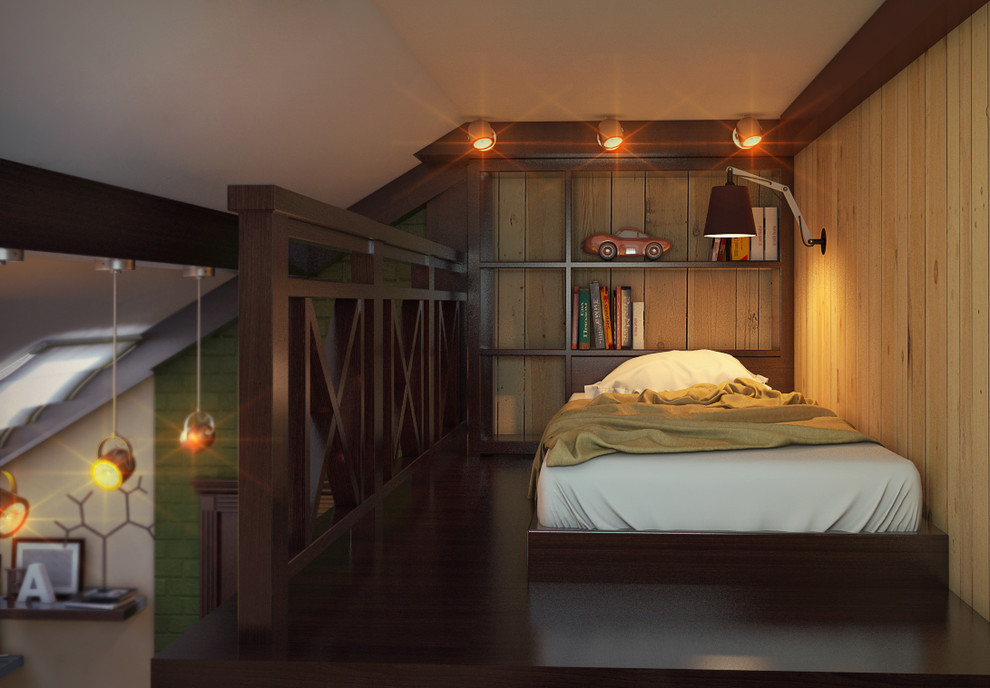 Спальная зона в детской для мальчика (Третий этаж, мансарда)