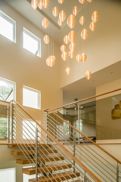 Cocoon Custom Stairwell Chandelier Blown Glass Vaulted