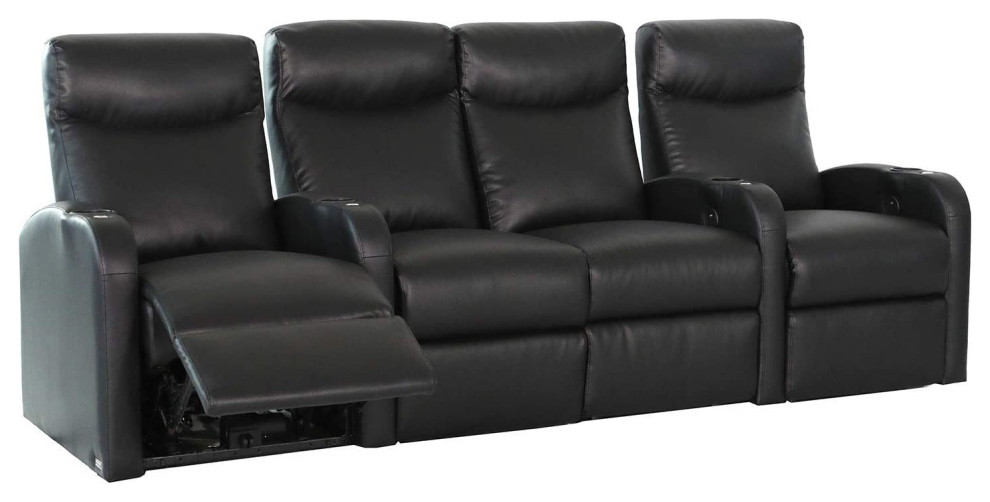 Home Theater Seating Set Of 4 Black Contemporary Theater Seating   Home Design 