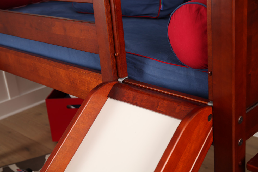 Espresso Loft Bed with Slide and Desk Kids Other by Maxwood