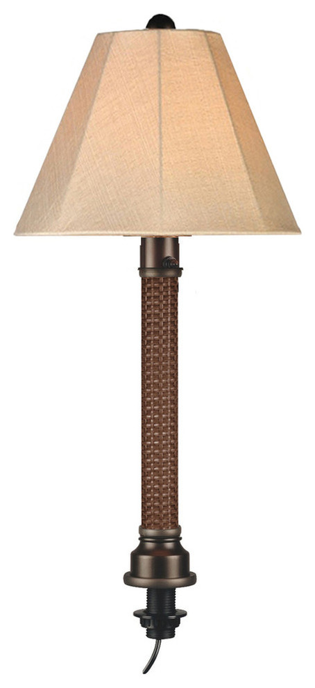 Umbrella Table Lamp, Antique Beige Linen, Red Castagno/Bronze