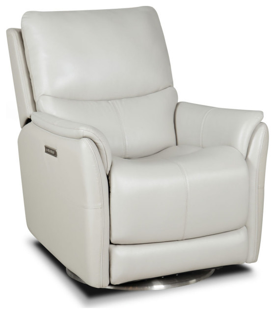 3PHL1213 Salem Rainer Ivory Swivel Recliner w/Power Recline, Head Rest