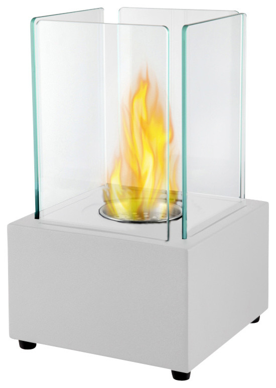Moda Flame Pavilion Tabletop Firepit Bio Ethanol Fireplace, White