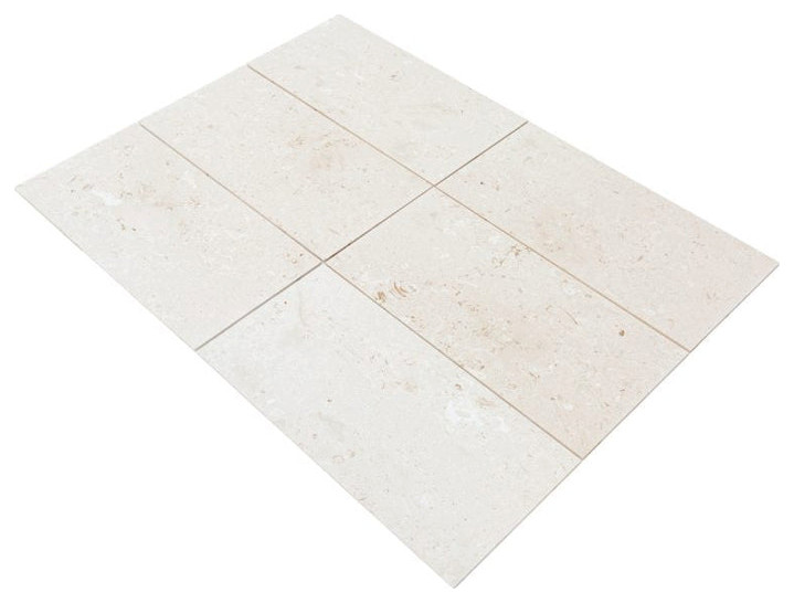 Myra White Limestone Tile Brushed 4"x4", Sample Traditional Tile