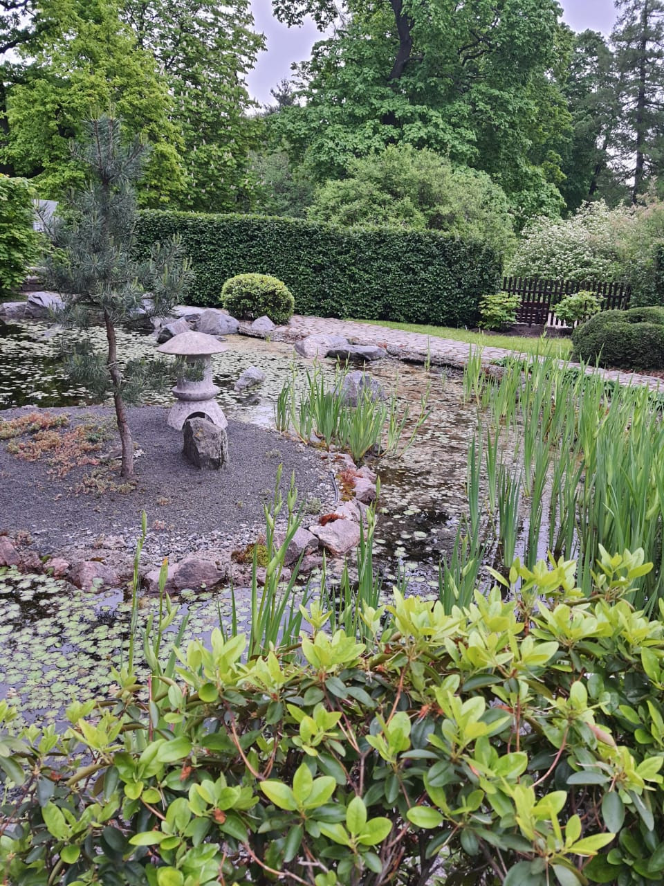 Декоративный фонтан в японском стиле в Ботаническом саду Петербурга