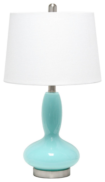 Lalia Home Decorative Glass Dollop Table Lamp with White Fabric Shade, Seafoam