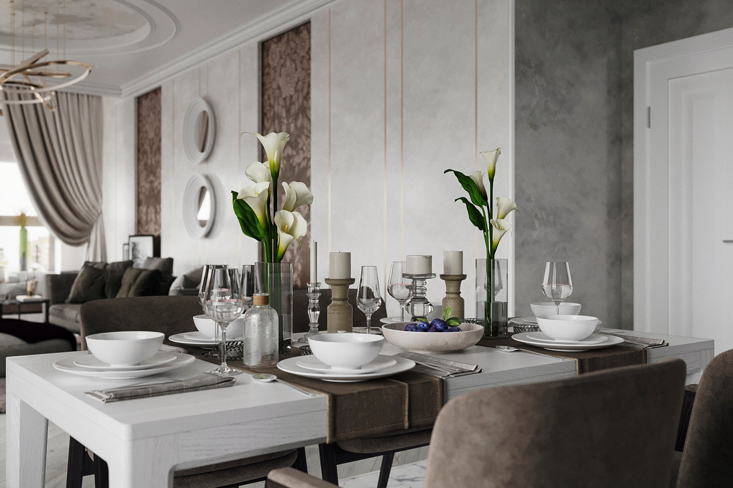 Гостиная-столовая ЖК Макаровский, Екатеринбург.