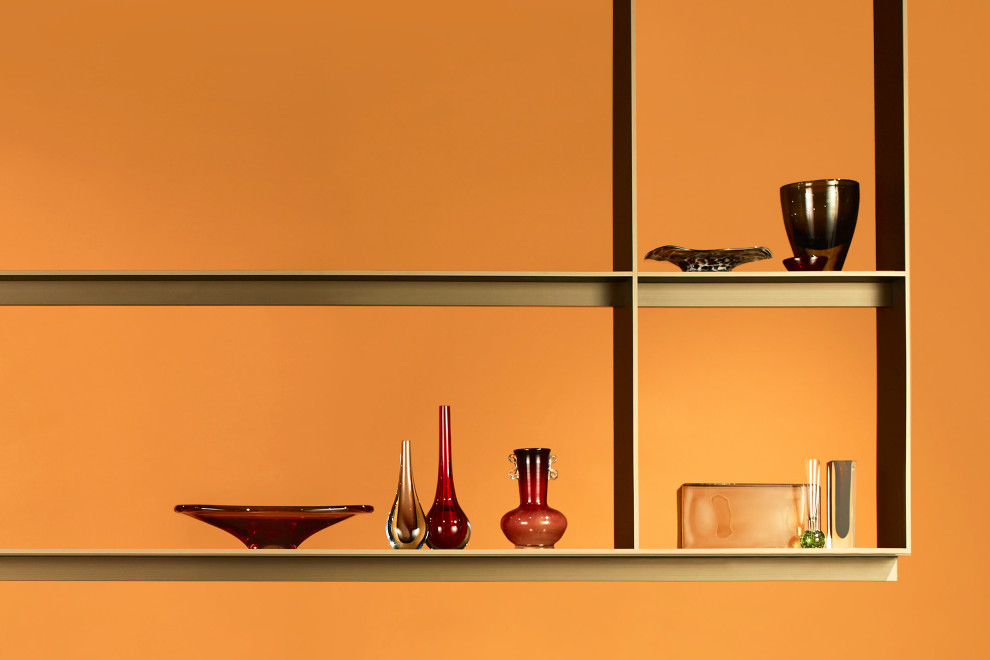 Ispirazione per una cucina minimalista di medie dimensioni con ante lisce e top alla veneziana