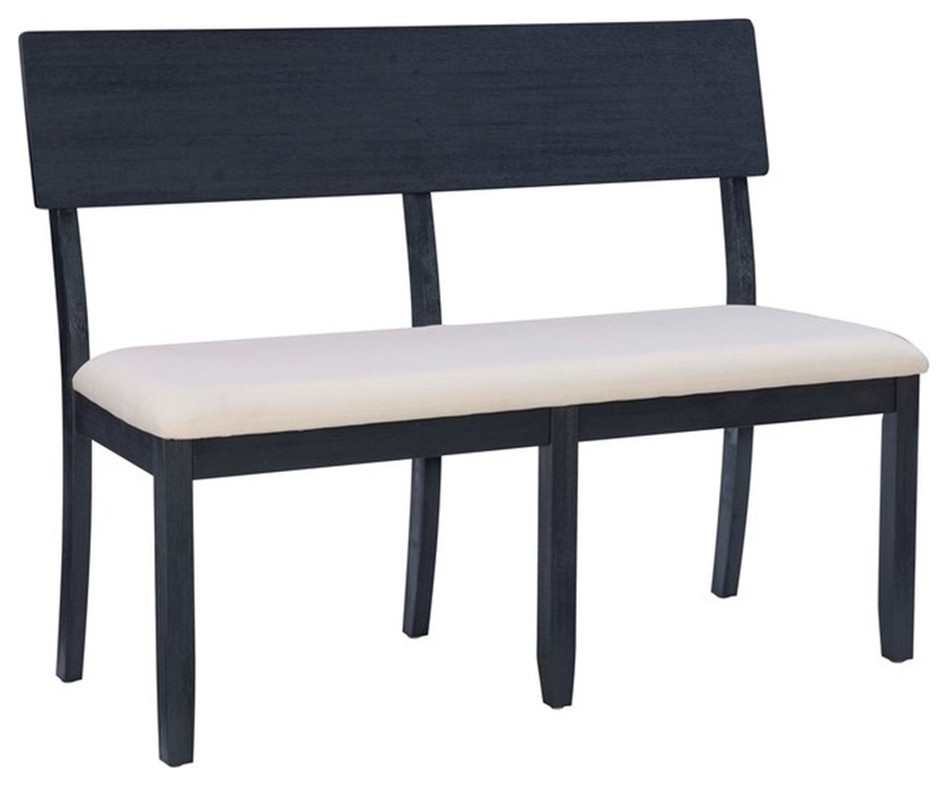Linon Jordan Wood Dining Bench in Dark Charcoal Gray Transitional