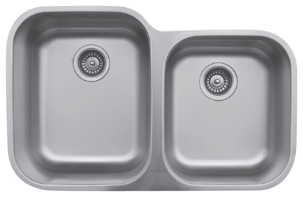 Karran Undermount Stainless Steel 32" Double Bowl Kitchen Sink