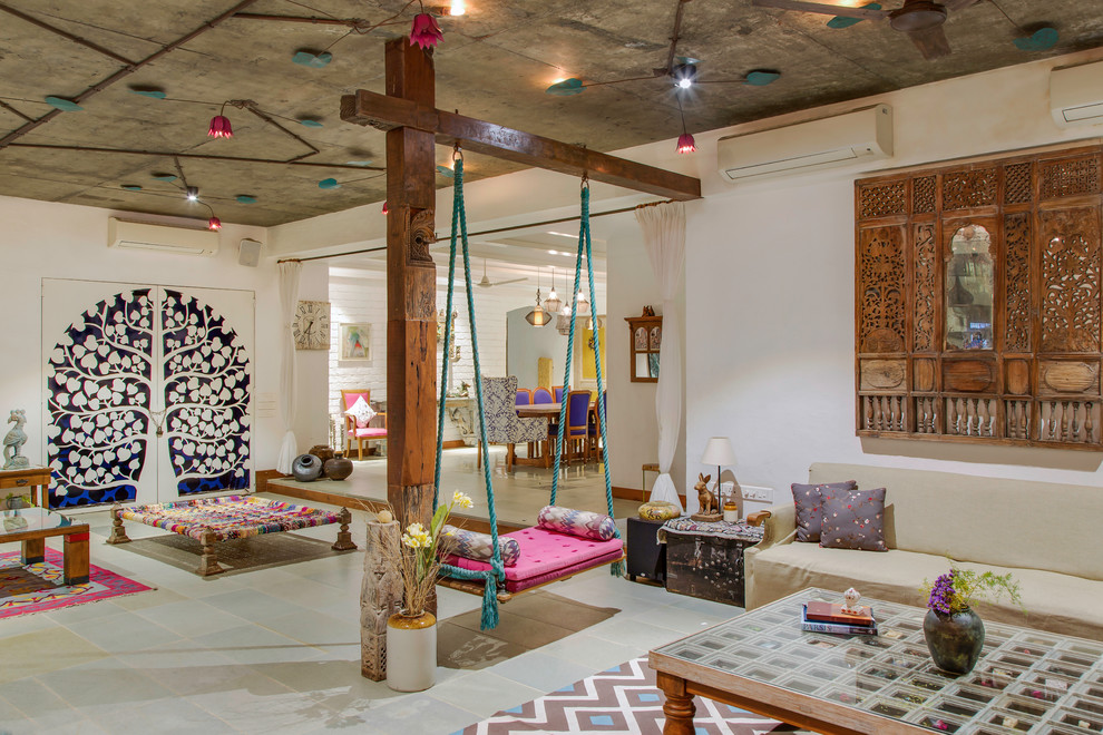Eclectic living room in Mumbai.
