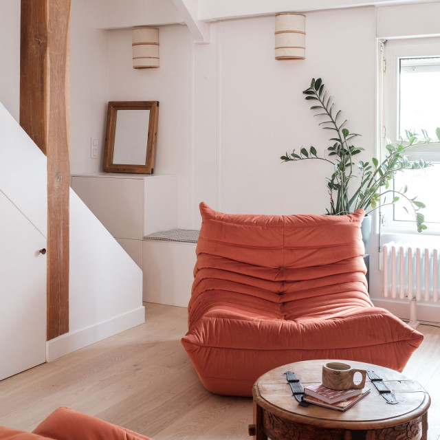 R&eacute;novation compl&egrave;te d&rsquo;un duplex parisien de 60m2 klassisk-vardagsrum