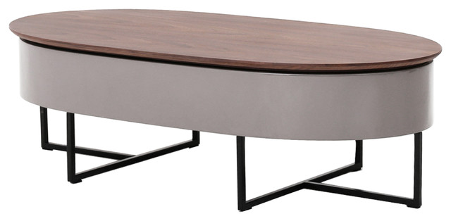 Hansel Lift Top Oval Coffee Table Contemporary Tables Hansel Lift Top Oval Coffee Table Walnut Gray