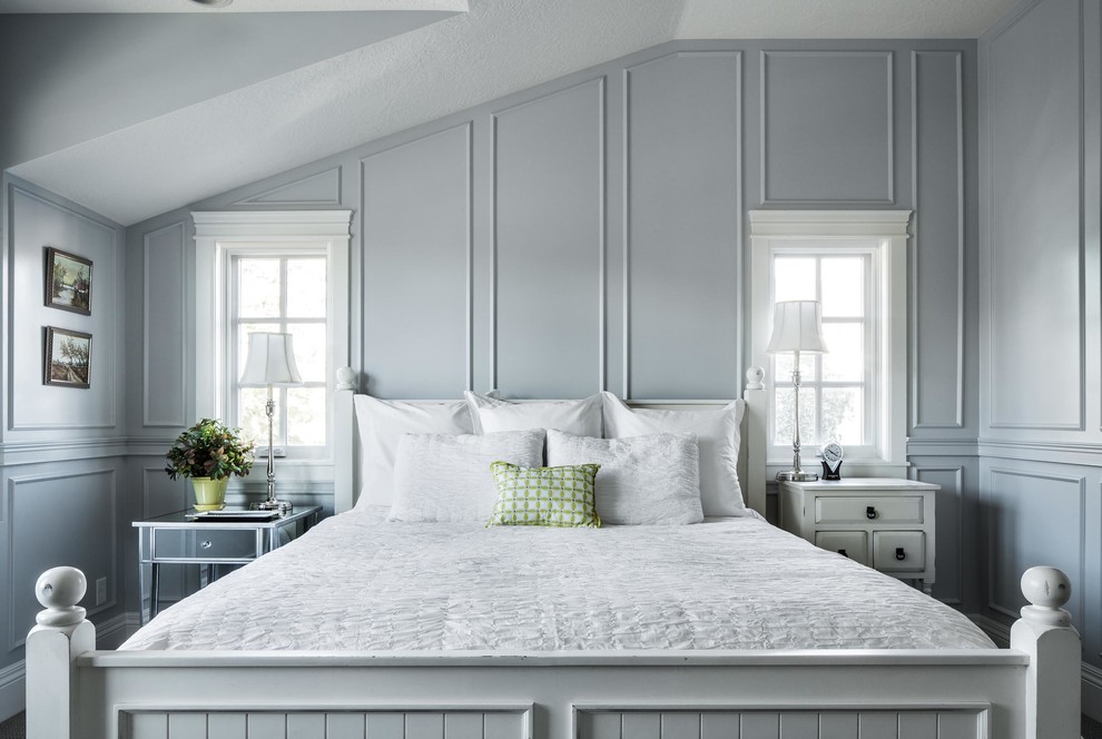 Design ideas for a traditional bedroom in Salt Lake City with grey walls.