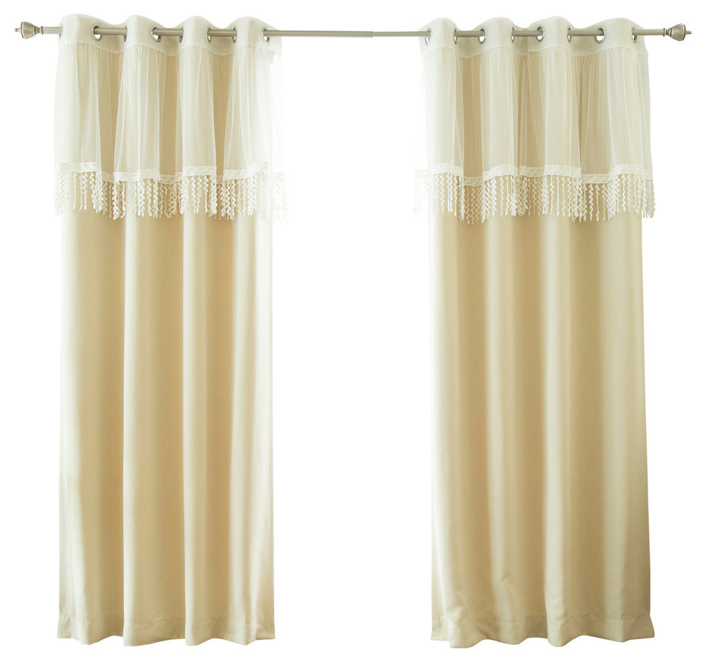 Leaf Fringe Valance and Blackout Mix and Match Curtains, 84