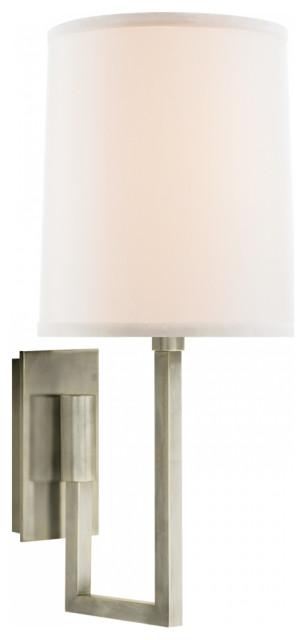 Aspect Library Wall Sconce, 1-Light, Pewter, Linen Shade, 14.5"H