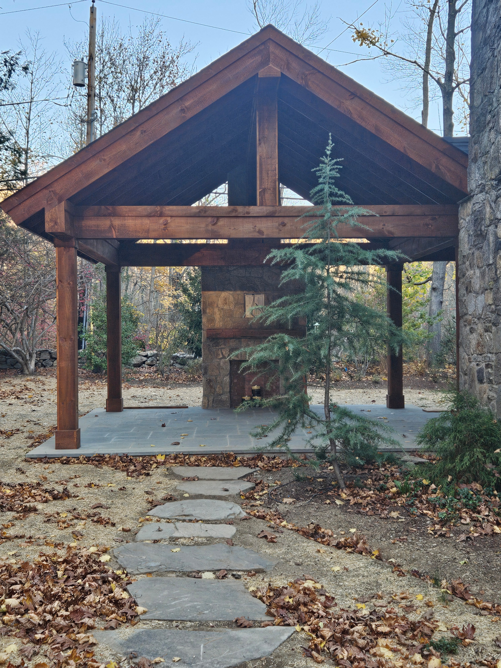 New Outdoor Pavilion with Stone Fireplace -Nature at its best