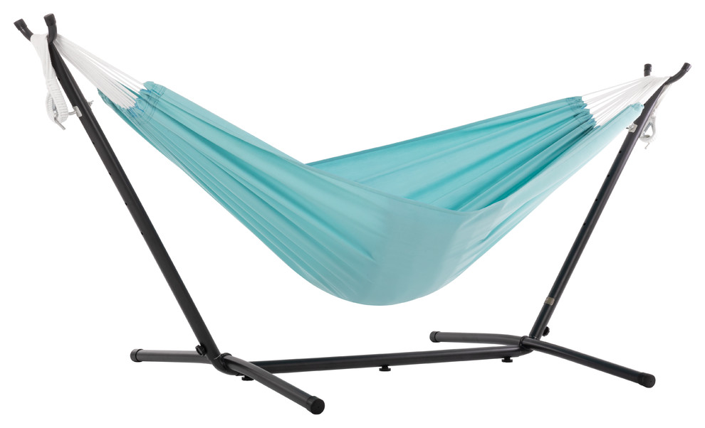 Vivere's Combo Polyester 9 Foot Hammock With Stand - Beach Style - Hammocks  And Swing Chairs - by Vivere Ltd | Houzz