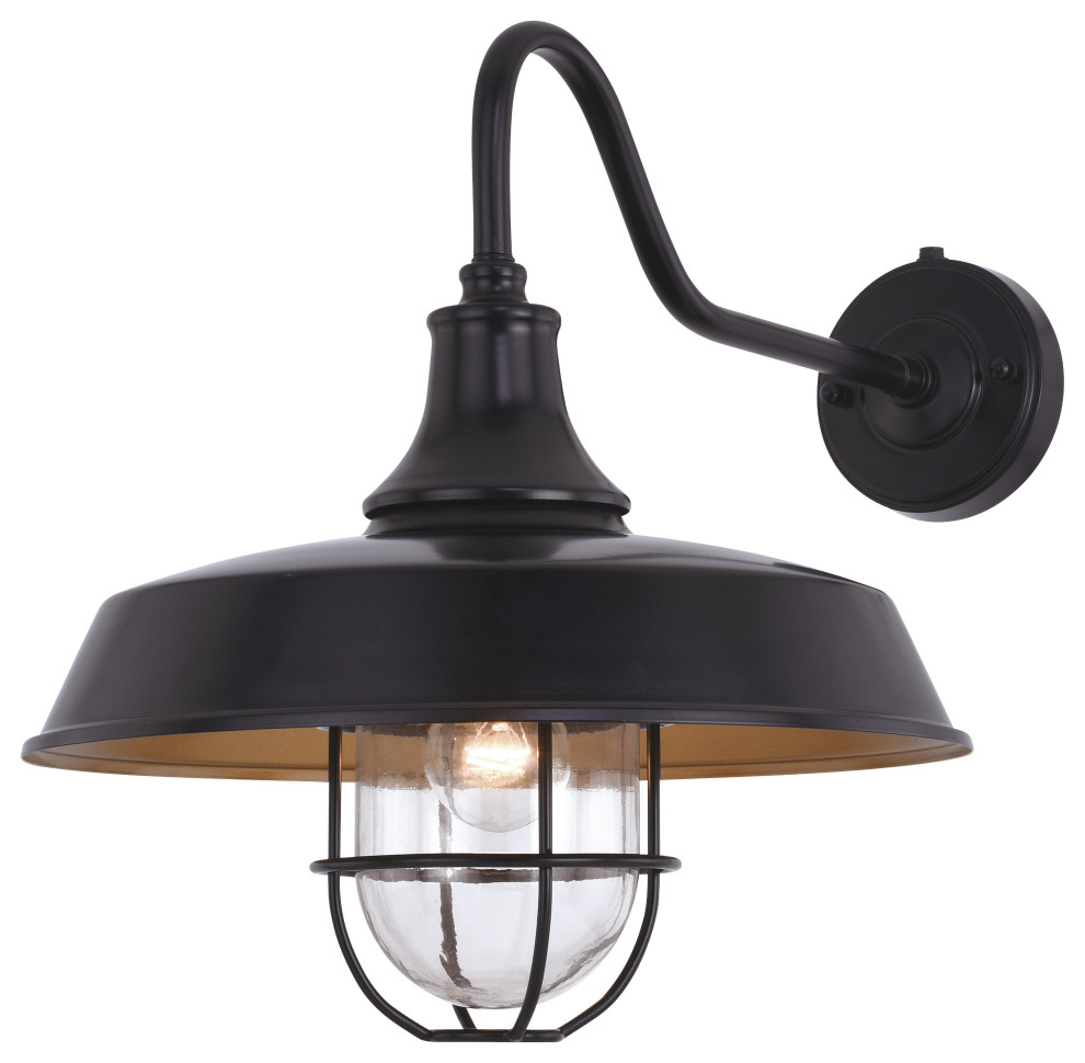 Dorado 1 Light Dusk to Dawn Bronze Farmhouse Outdoor Wall Barn Lantern