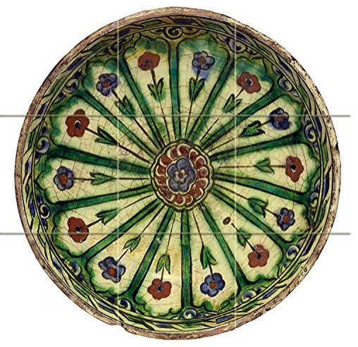 Tile Mural An Iznik pottery dish with arched Backsplash 4.25" Ceramic Matte