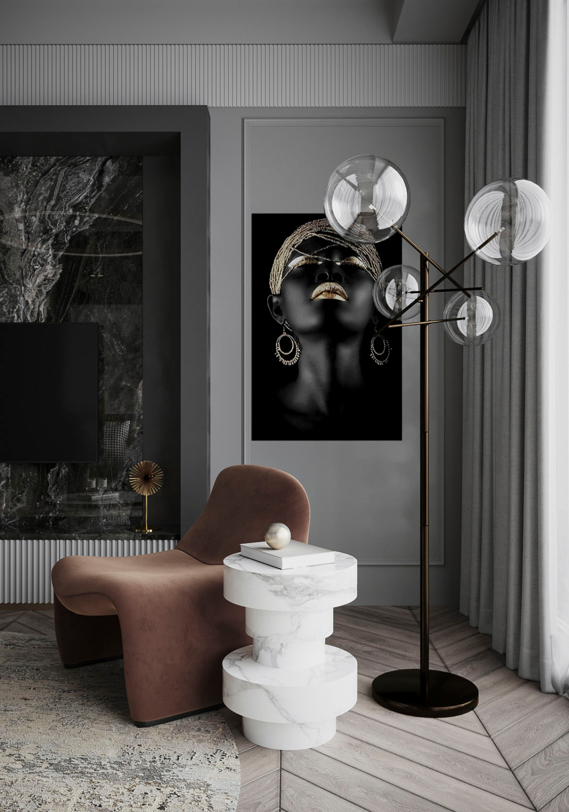 Атмосферная кухня_гостинная