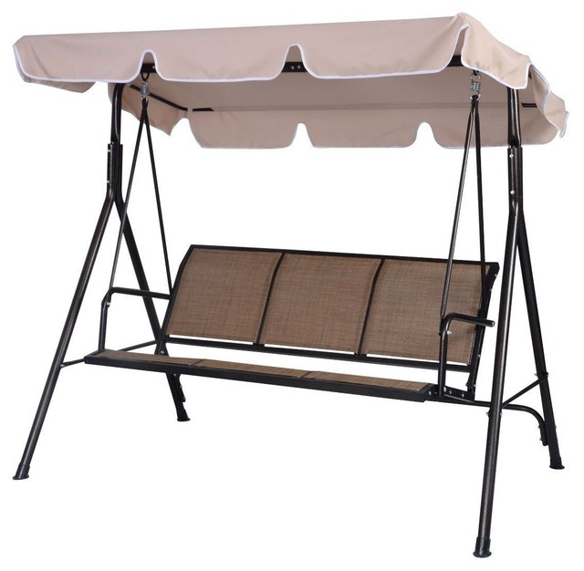 Outdoor 3-Person Canopy Swing for Porch Patio or Deck