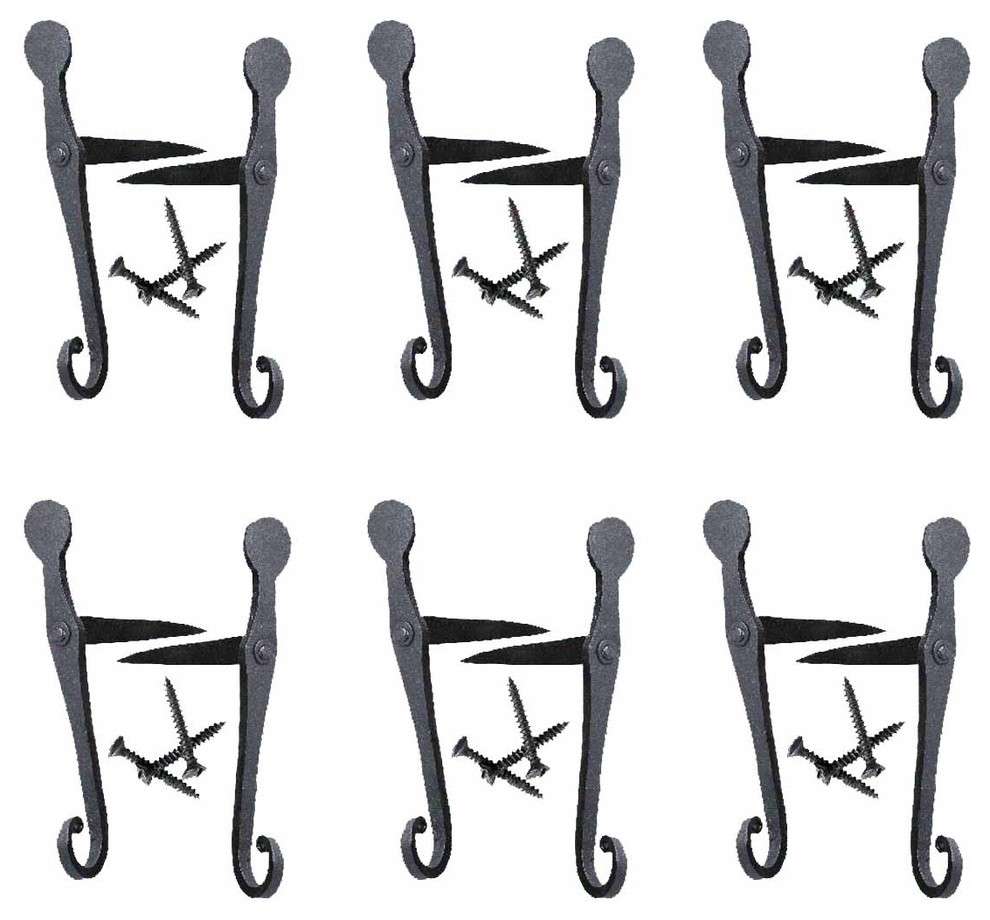 Shutter Dog Black Iron Pair Rat Tail for Masonry Traditional